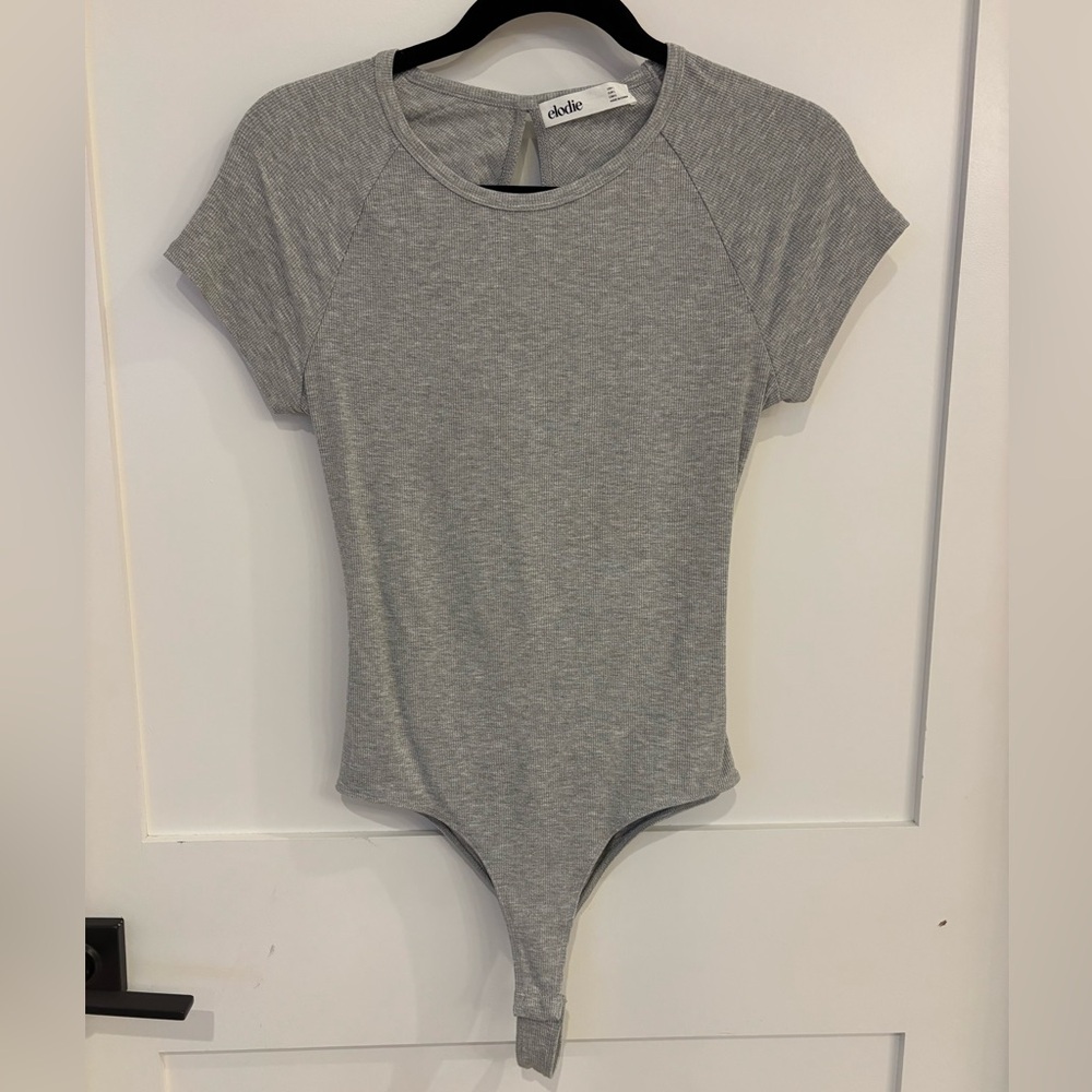 Elodie Light Gray Ribbed Top